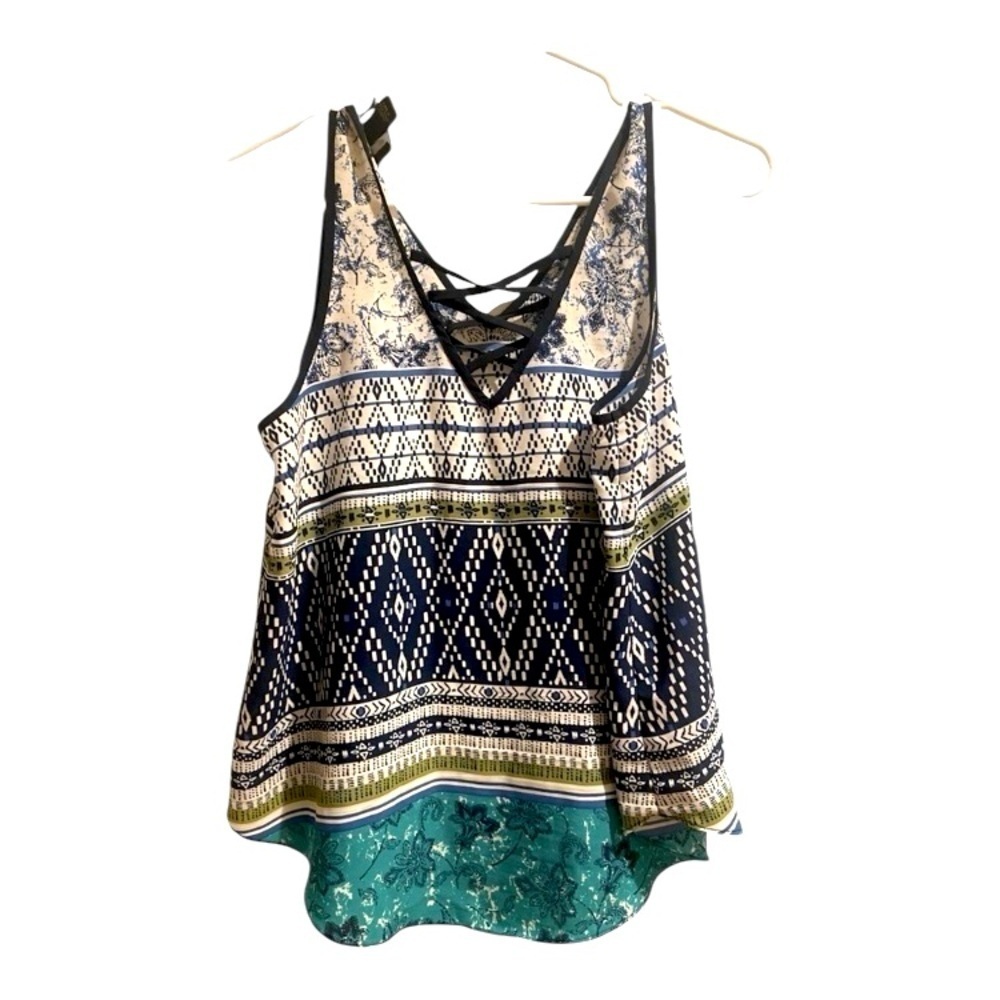 Iz Byer Tank Top Women's Medium Blue and Green